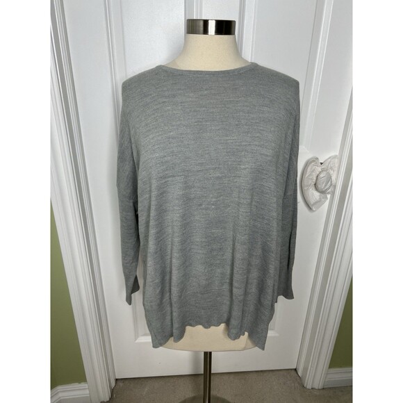 MERSEA The Amour Pullover Sweater One Size Gray Navy Heart Patch - Picture 2 of 9